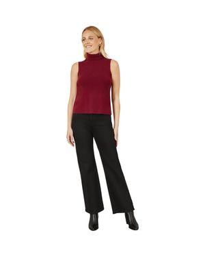 Yumi' High Neck Knitted Sleeveless Sweater - Red