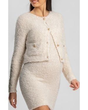 PIETRO BRUNELLI MATERNITY The Courchevel Bouclé Maternity Sweater Jacket - Natural