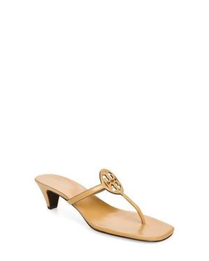 Tory Burch Miller Capri Thong Kitten Heel Sandal - Metallic