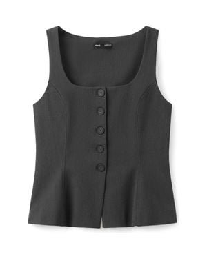 Mango Peplum Button Vest - Gray