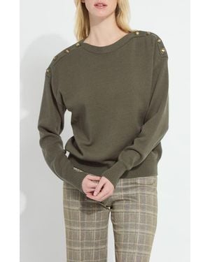 Lyssé Adelaide Button Trim Sweater - Green
