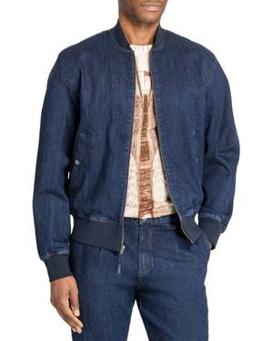 Brooklyn Brigade Slim Fit Brooklyn Bridge Bomber Jacket - Blue