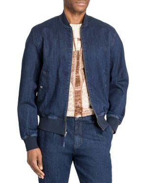 Brooklyn Brigade Slim Fit Brooklyn Bridge Bomber Jacket - Blue