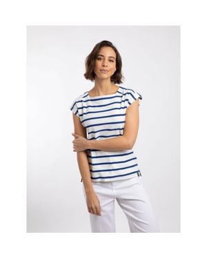 Weird Fish Bowe Striped Jersey T-Shirt - Blue