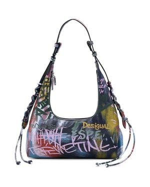 Desigual Graffiti Logo Shoulder Bag - Gray