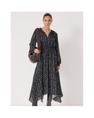 Hush Odelia Printed Long Sleeve Chiffon Dress - Black