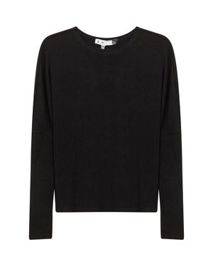 E.U.X. Exclusive Knit Crew Neck Center Seam Dolman Sleeve Top - Black
