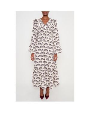 The Lulo Project The Chaos Petal Print Long Sleeve Maxi Dress - White