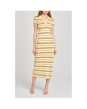 Wayf Carter Stripe Short Sleeve Sweater Dress - Yellow
