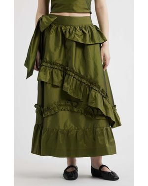 Damson Madder Constance Ruffle Detail Skirt - Green