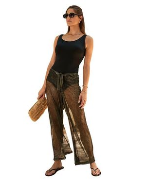 Swim 365 Metallic Crinkle Cover-Up Pants - Multicolor