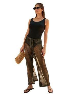 Swim 365 Metallic Crinkle Cover-Up Pants - Multicolor