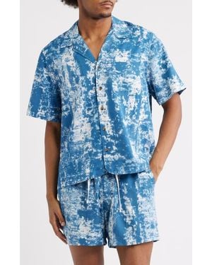 RIZORT Jason Abstract Print Camp Shirt - Blue