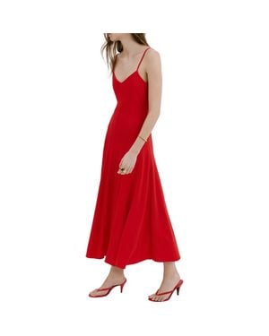 Mango Dot Sleeveless Maxi Dress - Red