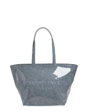 Alexander Wang Punch Lacquered Denim Tote Bag - Blue