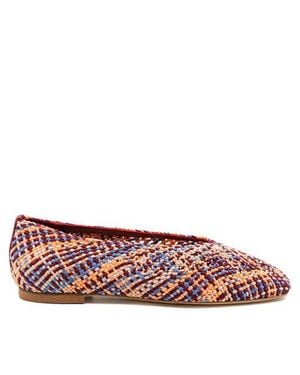 Andrea Gomez Dalia Woven Multi Fabric Ballerina Flat - Red
