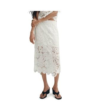 Mango Lace Midi Skirt - Gray