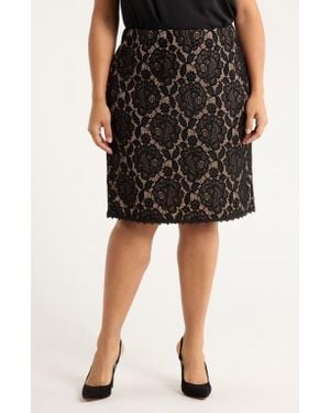 Tahari Bonded Lace Miniskirt - Black