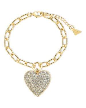 Sterling Forever Disco Heart Bracelet - Metallic