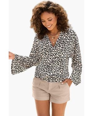 Lascana Printed Long Sleeve Top - White