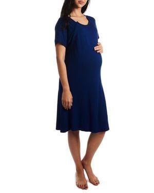 Everly Grey Rosa Jersey Maternity Hospital Gown - Blue