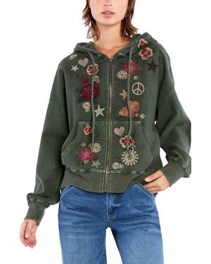 Billy T Camp Peace Floral Embroidered Hoodie - Black
