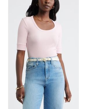 Caslon Scoop Neck Ribbed T-Shirt - White