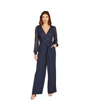 Yumi' Long Sleeved Sequin Jumpsuit - Blue