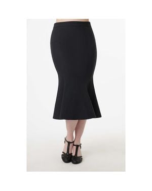 Unique Vintage Boucle Trumpet Skirt - Black