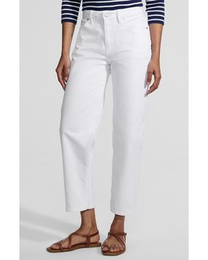 Lands' End Soft Denim Mid Rise Relaxed Straight Crop Jeans - White