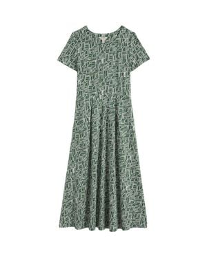 Seasalt Cornwall Veronica Abstract Print Stretch Organic Cotton Midi Dress - Green