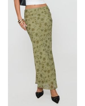 Princess Polly Piazia Chiffon Maxi Skirt - Green