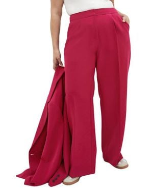 City Chic Alexis High Waist Wide Leg Pants - Red
