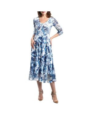 Komarov Greecian Vines Printed Dress - Blue
