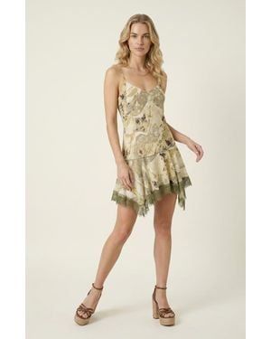 Modenaire Floral Lace Trim Slip Dress - Natural