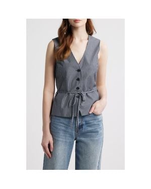 Rag & Bone Paulette Stripe Tie Waist Poplin Vest - Blue