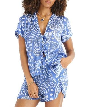 Vitamin A Kami Tie Front Cover-Up Top - Blue