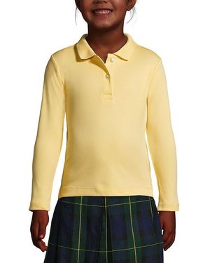 Lands' End School Uniform Girls Long Sleeve Feminine Fit Interlock Polo Shirt - Yellow
