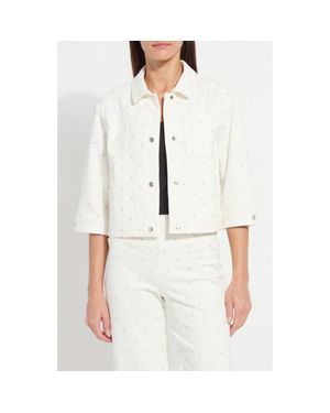 Lyssé Audrey Embellished Crop Denim Jacket - White