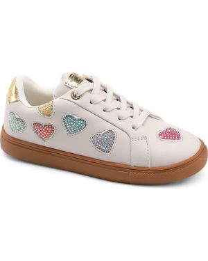 Kurt Geiger Kids' Mini Lane Love Crystal Heart Sneaker - White