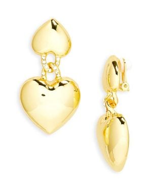 Kenneth Jay Lane Heart Drop Clip-On Earrings - Metallic