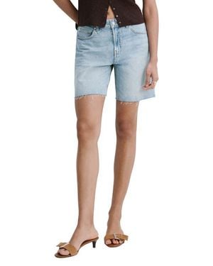 Mango Low Rise Straight Leg Denim Bermuda Shorts - Blue