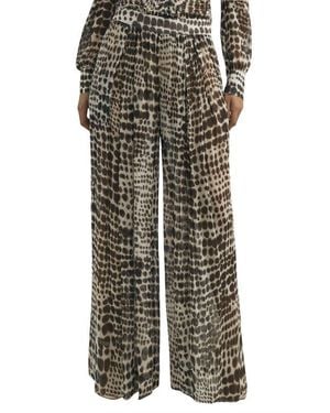 Reiss Aurelie Wide Leg Animal Print Pants - Brown