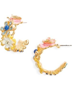 Kenneth Jay Lane Flower Hoop Earrings - Metallic
