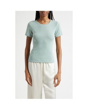 Leset Cotton Pointelle Slim Fit T-Shirt - Blue