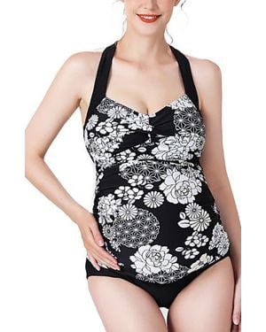 Kimi + Kai Chana Floral Print Upf50+ Two-Piece Maternity Swimsuit - Black