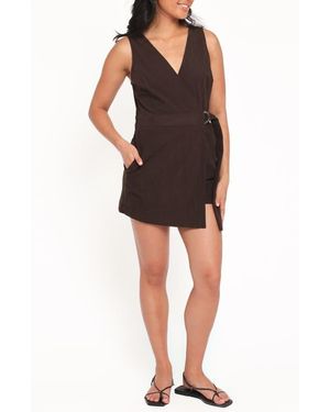 Petal & Pup Vesper Corduroy Wrap Romper - Black