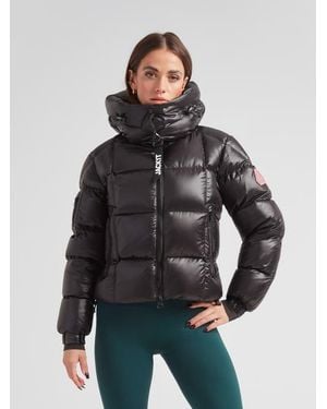 Jacket Ez Boxed Hooded Cropped Puffer Coat - Gray