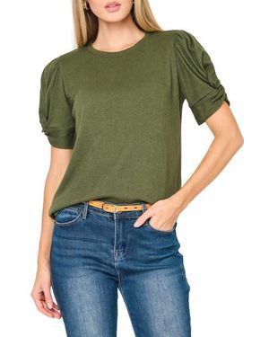 Gibsonlook Twist Puff Sleeve Luxe T-Shirt - Green