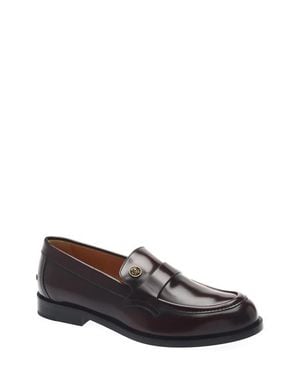Versace Leather Penny Loafer - Gray